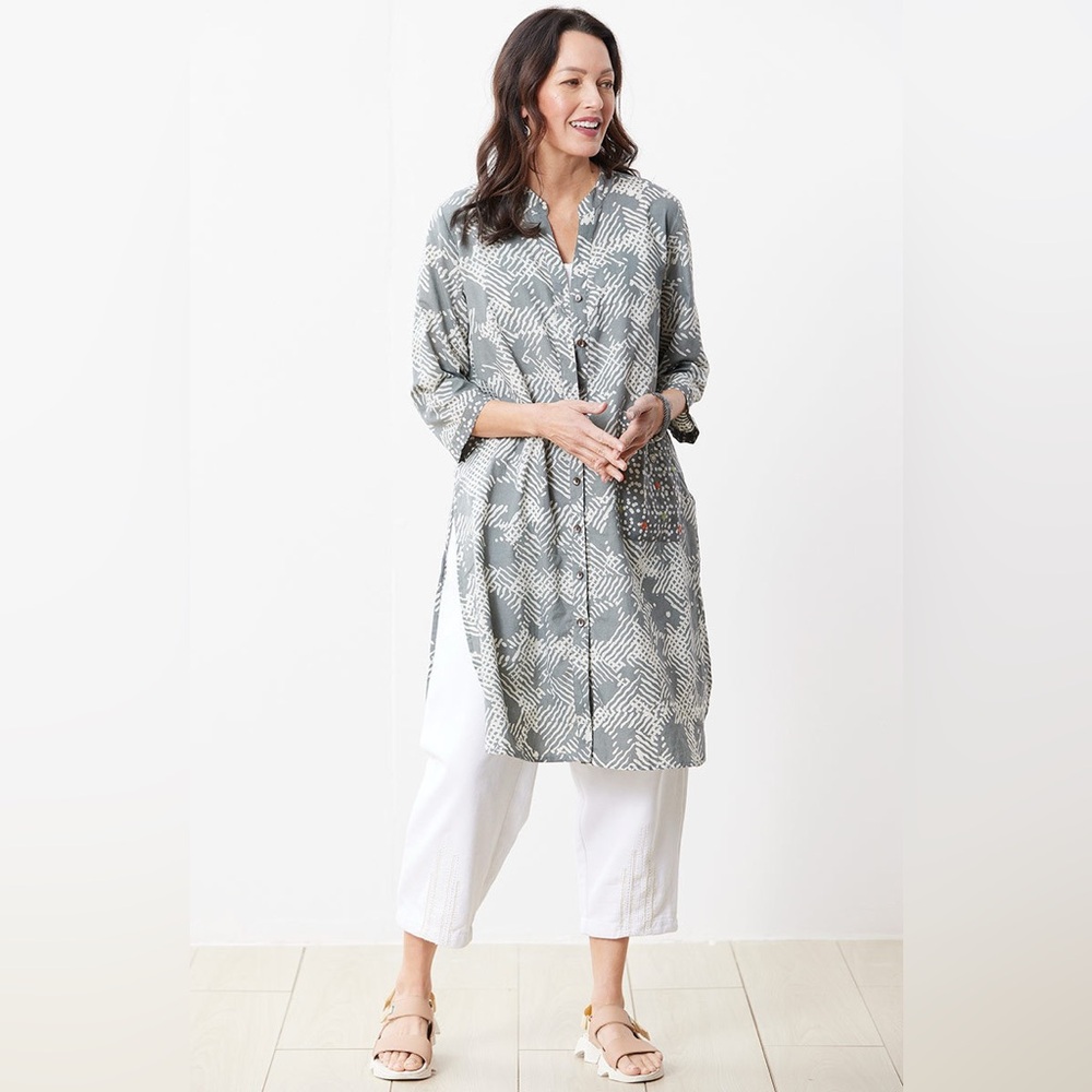 Gray Patterned Women's Tunic, Made in India